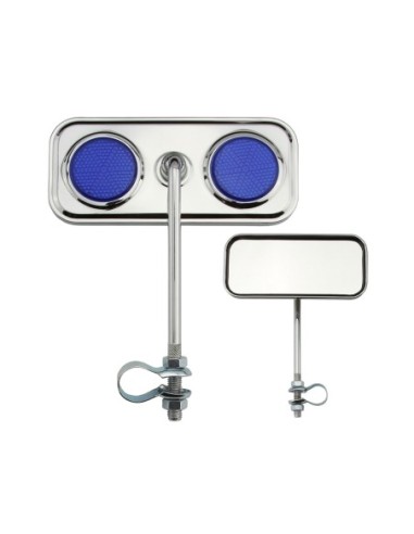 Rectangle Mirror Chrome Blue Reflectors.